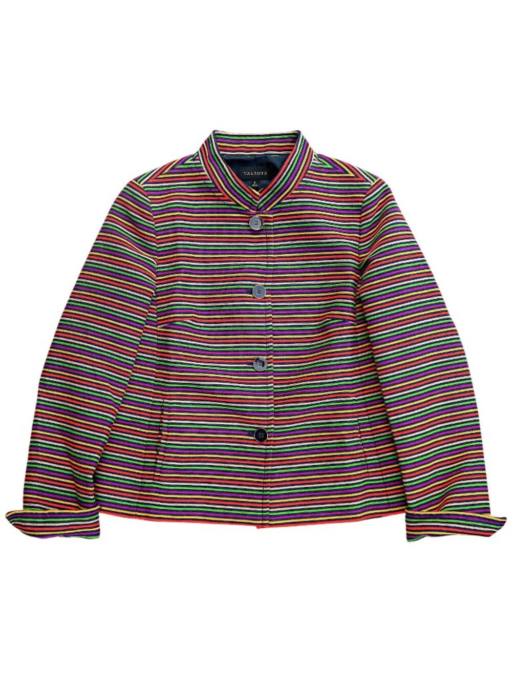 Talbots Striped Cotton Blend Blazer Jacket Size 6 Fully Lined Multicolor